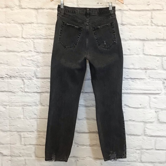 Abercrombie Fitch 4 (27) The 90s Straight High Rise Women’s Jeans Black Distress - Picture 6 of 11